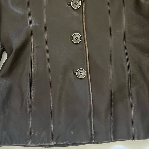 Calvin Klein Brown Genuine Leather Blazer Jacket size Medium - Picture 7 of 7